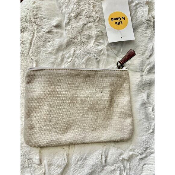 New Life Is Good Navy Blue STARS POUCH Cosmetic Travel Catch All Bag Zipper LG - Picture 5 of 8